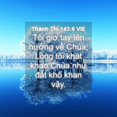 Picture 04 - Thánh Thi 143:6 VIE - Tôi giơ tay lên hướng về Chúa; Lòng - Bible Verse Picture