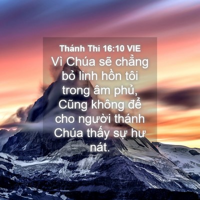 Picture 04 - Thánh Thi 16:10 VIE - Vì Chúa sẽ chẳng bỏ linh hồn tôi trong - Bible Verse Picture