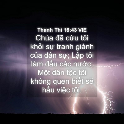 Picture 04 - Thánh Thi 18:43 VIE - Chúa đã cứu tôi khỏi sự tranh giành - Bible Verse Picture