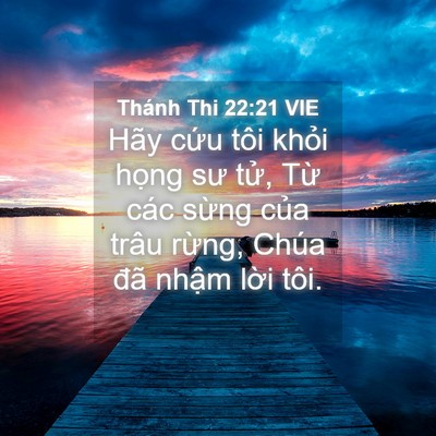 Picture 04 - Thánh Thi 22:21 VIE - Hãy cứu tôi khỏi họng sư tử, Từ các - Bible Verse Picture