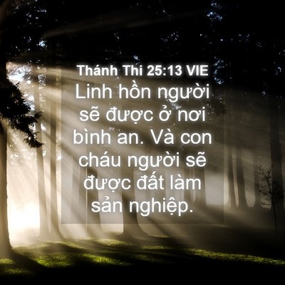 Picture 04 - Thánh Thi 25:13 VIE - Linh hồn người sẽ được ở nơi bình - Bible Verse Picture