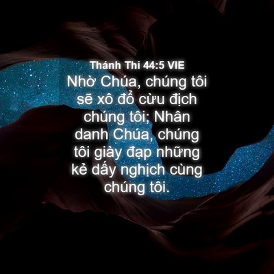 Picture 04 - Thánh Thi 44:5 VIE - Nhờ Chúa, chúng tôi sẽ xô đổ cừu - Bible Verse Picture