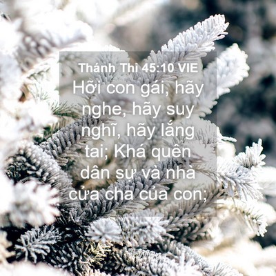 Picture 04 - Thánh Thi 45:10 VIE - Hỡi con gái, hãy nghe, hãy suy nghĩ, hãy - Bible Verse Picture