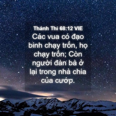 Picture 04 - Thánh Thi 68:12 VIE - Các vua có đạo binh chạy trốn, họ - Bible Verse Picture