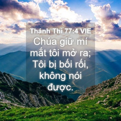 Picture 04 - Thánh Thi 77:4 VIE - Chúa giữ mí mắt tôi mở ra; Tôi bị - Bible Verse Picture