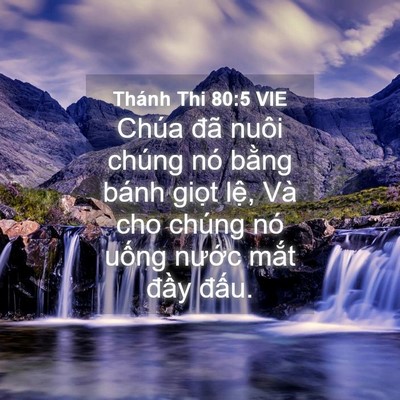 Picture 04 - Thánh Thi 80:5 VIE - Chúa đã nuôi chúng nó bằng bánh giọt - Bible Verse Picture