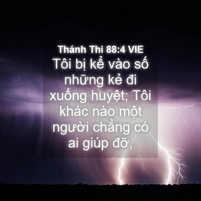 Picture 04 - Thánh Thi 88:4 VIE - Tôi bị kể vào số những kẻ đi xuống - Bible Verse Picture