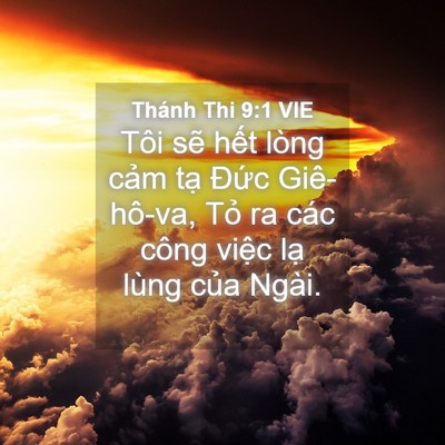 Picture 04 - Thánh Thi 9:1 VIE - Tôi sẽ hết lòng cảm tạ Đức - Bible Verse Picture