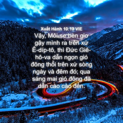 Picture 04 - Xuất Hành 10:13 VIE - Vậy, Môi-se bèn giơ gậy mình ra trên - Bible Verse Picture