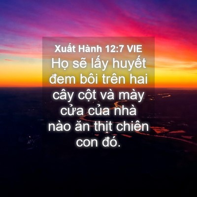 Picture 04 - Xuất Hành 12:7 VIE - Họ sẽ lấy huyết đem bôi trên hai cây - Bible Verse Picture
