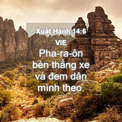 Picture 04 - Xuất Hành 14:6 VIE - Pha-ra-ôn bèn thắng xe và đem dân mình - Bible Verse Picture