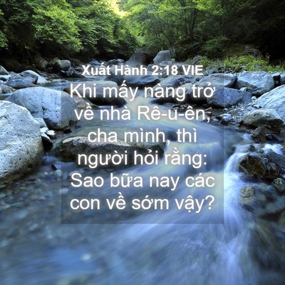 Picture 04 - Xuất Hành 2:18 VIE - Khi mấy nàng trở về nhà Rê-u-ên, cha - Bible Verse Picture