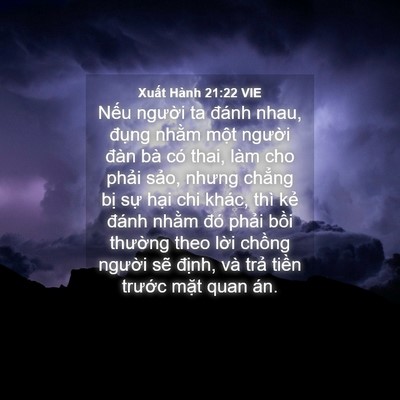Picture 04 - Xuất Hành 21:22 VIE - Nếu người ta đánh nhau, đụng nhằm - Bible Verse Picture