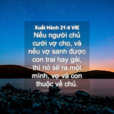 Picture 04 - Xuất Hành 21:4 VIE - Nếu người chủ cưới vợ cho, và nếu - Bible Verse Picture