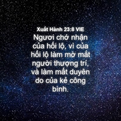 Picture 04 - Xuất Hành 23:8 VIE - Ngươi chớ nhận của hối lộ, vì của - Bible Verse Picture