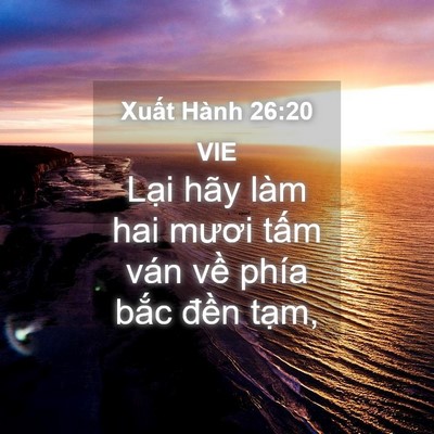 Picture 04 - Xuất Hành 26:20 VIE - Lại hãy làm hai mươi tấm ván về phía - Bible Verse Picture