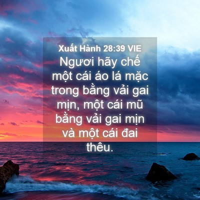 Picture 04 - Xuất Hành 28:39 VIE - Ngươi hãy chế một cái áo lá mặc trong - Bible Verse Picture