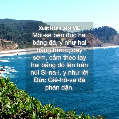 Picture 04 - Xuất Hành 34:4 VIE - Môi-se bèn đục hai bảng đá, y như hai - Bible Verse Picture