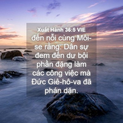Picture 04 - Xuất Hành 36:5 VIE - đến nỗi cùng Môi-se rằng: Dân sự đem - Bible Verse Picture