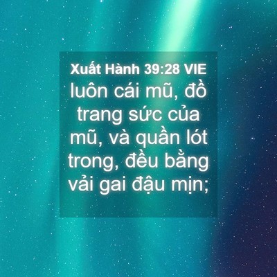 Picture 04 - Xuất Hành 39:28 VIE - luôn cái mũ, đồ trang sức của mũ, và - Bible Verse Picture
