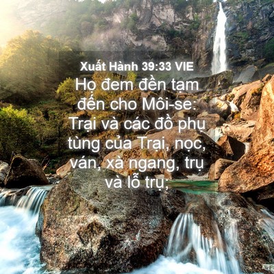 Picture 04 - Xuất Hành 39:33 VIE - Họ đem đền tạm đến cho Môi-se: Trại - Bible Verse Picture