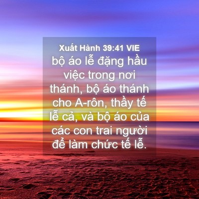 Picture 04 - Xuất Hành 39:41 VIE - bộ áo lễ đặng hầu việc trong nơi - Bible Verse Picture