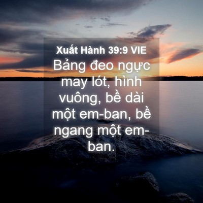 Picture 04 - Xuất Hành 39:9 VIE - Bảng đeo ngực may lót, hình vuông, bề - Bible Verse Picture