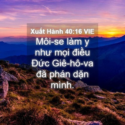 Picture 04 - Xuất Hành 40:16 VIE - Môi-se làm y như mọi điều Đức - Bible Verse Picture