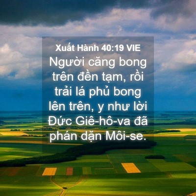 Picture 04 - Xuất Hành 40:19 VIE - Người căng bong trên đền tạm, rồi - Bible Verse Picture