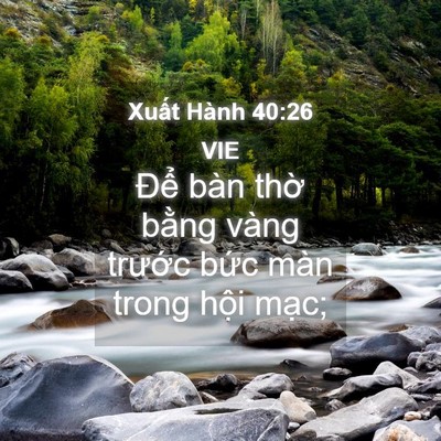 Picture 04 - Xuất Hành 40:26 VIE - Để bàn thờ bằng vàng trước bức màn - Bible Verse Picture