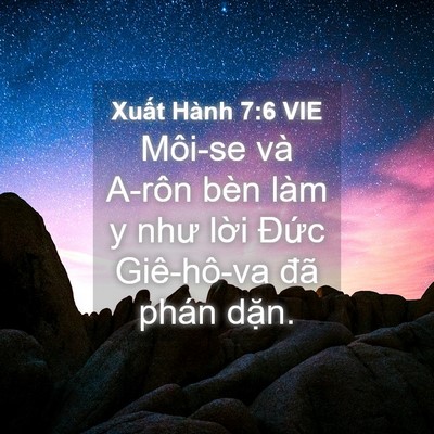 Picture 04 - Xuất Hành 7:6 VIE - Môi-se và A-rôn bèn làm y như lời Đức - Bible Verse Picture