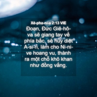 Picture 04 - Xê-pha-ni-a 2:13 VIE - Đoạn, Đức Giê-hô-va sẽ giang tay về - Bible Verse Picture