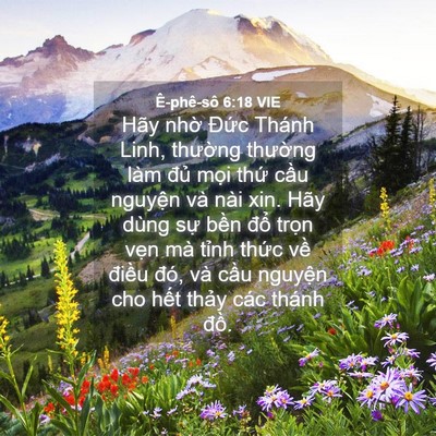 Picture 04 - Ê-phê-sô 6:18 VIE - Hãy nhờ Đức Thánh Linh, thường - Bible Verse Picture