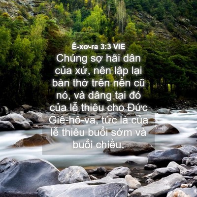 Picture 04 - Ê-xơ-ra 3:3 VIE - Chúng sợ hãi dân của xứ, nên lập - Bible Verse Picture