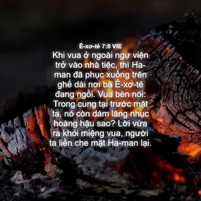 Picture 04 - Ê-xơ-tê 7:8 VIE - Khi vua ở ngoài ngự viện trở vào nhà - Bible Verse Picture