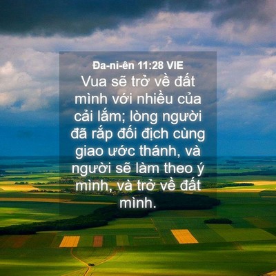 Picture 04 - Ða-ni-ên 11:28 VIE - Vua sẽ trở về đất mình với nhiều - Bible Verse Picture