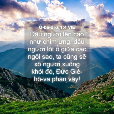 Picture 04 - Ô-ba-đi-a 1:4 VIE - Dầu ngươi lên cao như chim ưng, dầu - Bible Verse Picture