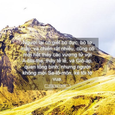 Picture 05 - 1 Các Vua 1:19 VIE - Người lại có giết bò đực, bò tơ - Bible Verse Picture