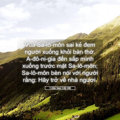 Picture 05 - 1 Các Vua 1:53 VIE - Vua Sa-lô-môn sai kẻ đem người xuống - Bible Verse Picture