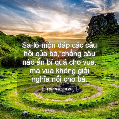 Picture 05 - 1 Các Vua 10:3 VIE - Sa-lô-môn đáp các câu hỏi của bà, - Bible Verse Picture