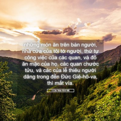 Picture 05 - 1 Các Vua 10:5 VIE - những món ăn trên bàn người, nhà cửa - Bible Verse Picture