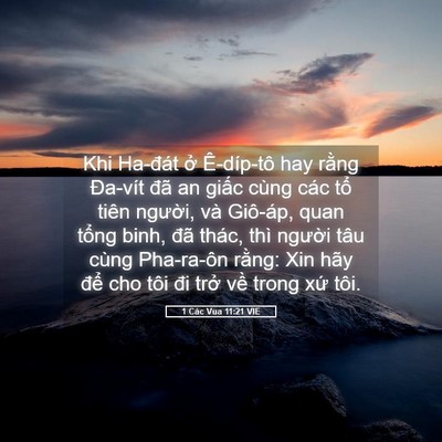 Picture 05 - 1 Các Vua 11:21 VIE - Khi Ha-đát ở Ê-díp-tô hay rằng Đa-vít - Bible Verse Picture