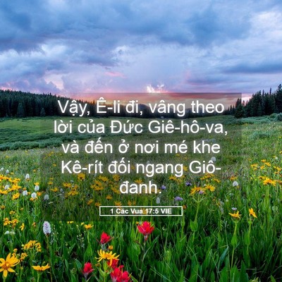 Picture 05 - 1 Các Vua 17:5 VIE - Vậy, Ê-li đi, vâng theo lời của Đức - Bible Verse Picture