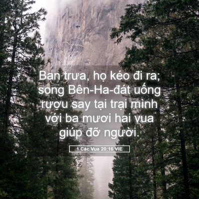 Picture 05 - 1 Các Vua 20:16 VIE - Ban trưa, họ kéo đi ra; song Bên-Ha-đát - Bible Verse Picture
