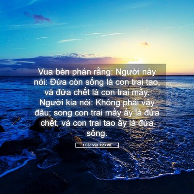 Picture 05 - 1 Các Vua 3:23 VIE - Vua bèn phán rằng: Người này nói: Đứa - Bible Verse Picture