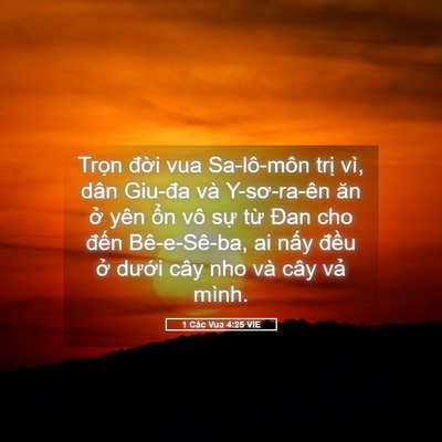 Picture 05 - 1 Các Vua 4:25 VIE - Trọn đời vua Sa-lô-môn trị vì, dân - Bible Verse Picture
