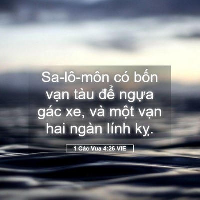 Picture 05 - 1 Các Vua 4:26 VIE - Sa-lô-môn có bốn vạn tàu để ngựa - Bible Verse Picture