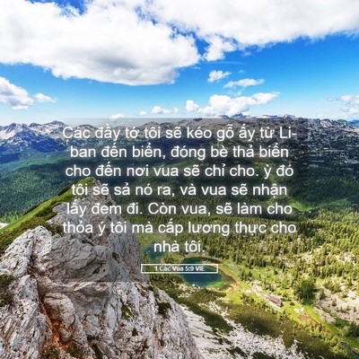 Picture 05 - 1 Các Vua 5:9 VIE - Các đầy tớ tôi sẽ kéo gỗ ấy từ - Bible Verse Picture