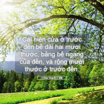 Picture 05 - 1 Các Vua 6:3 VIE - Cái hiên cửa ở trước đền bề dài - Bible Verse Picture