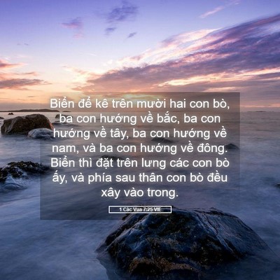 Picture 05 - 1 Các Vua 7:25 VIE - Biển để kê trên mười hai con bò, ba - Bible Verse Picture